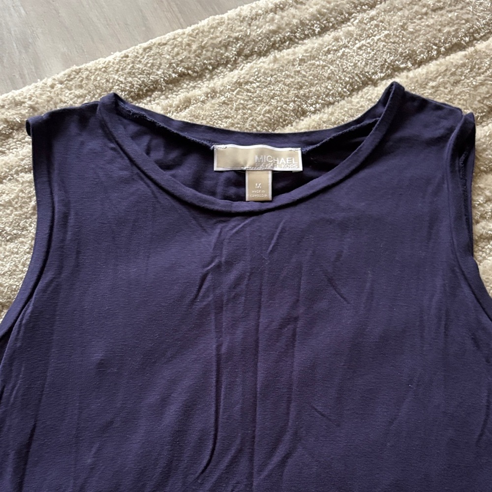 Michael Kors Navy Sleeveless Crewneck Tank